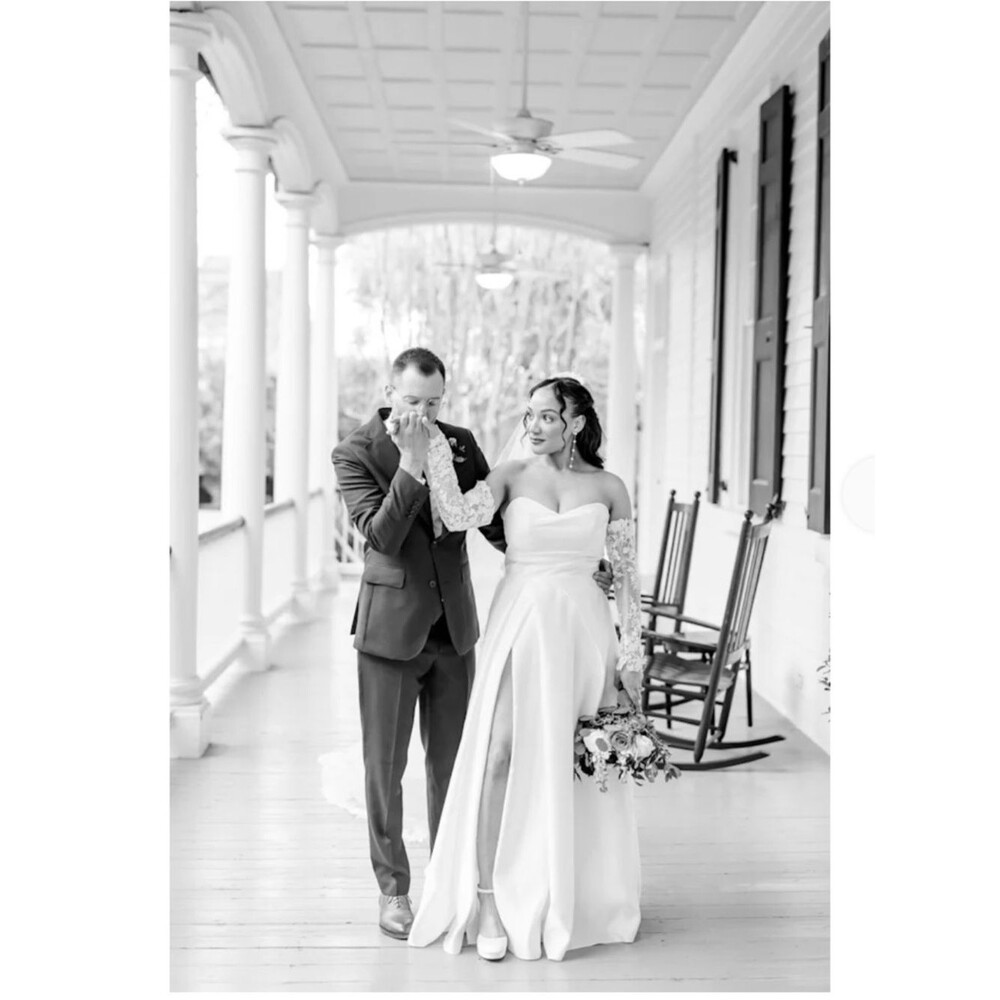 Lulus Lifetime of Love White Satin Strapless A-Line Gown Size 4 Classic Wedding - Picture 5 of 14